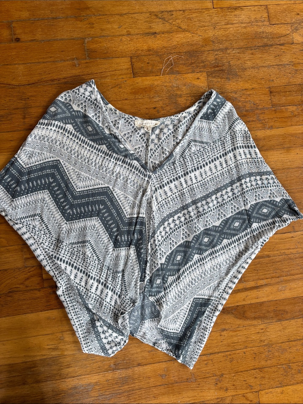 lovestitch Gray & White Patterned V-Neck Tunic